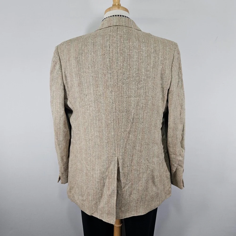 Joe Namath Mens Sport Coat Blazer Two Button Tweed Herringbone Silk Poly 48R Big
